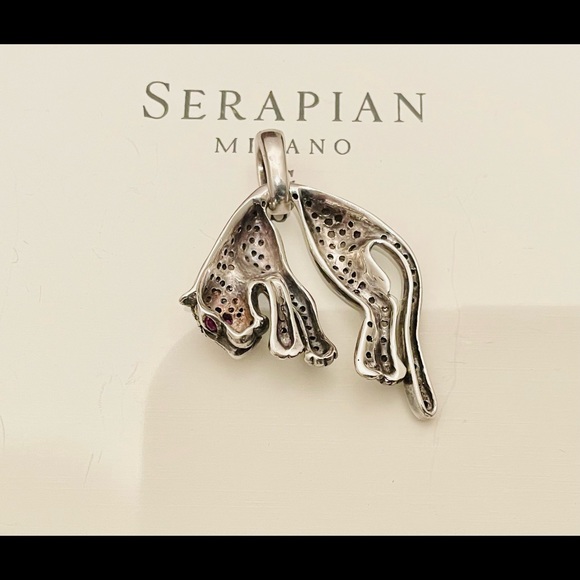 Panther/ Jaguar Pendant. Sterling Silver, Marcasite and Ruby - Picture 5 of 7